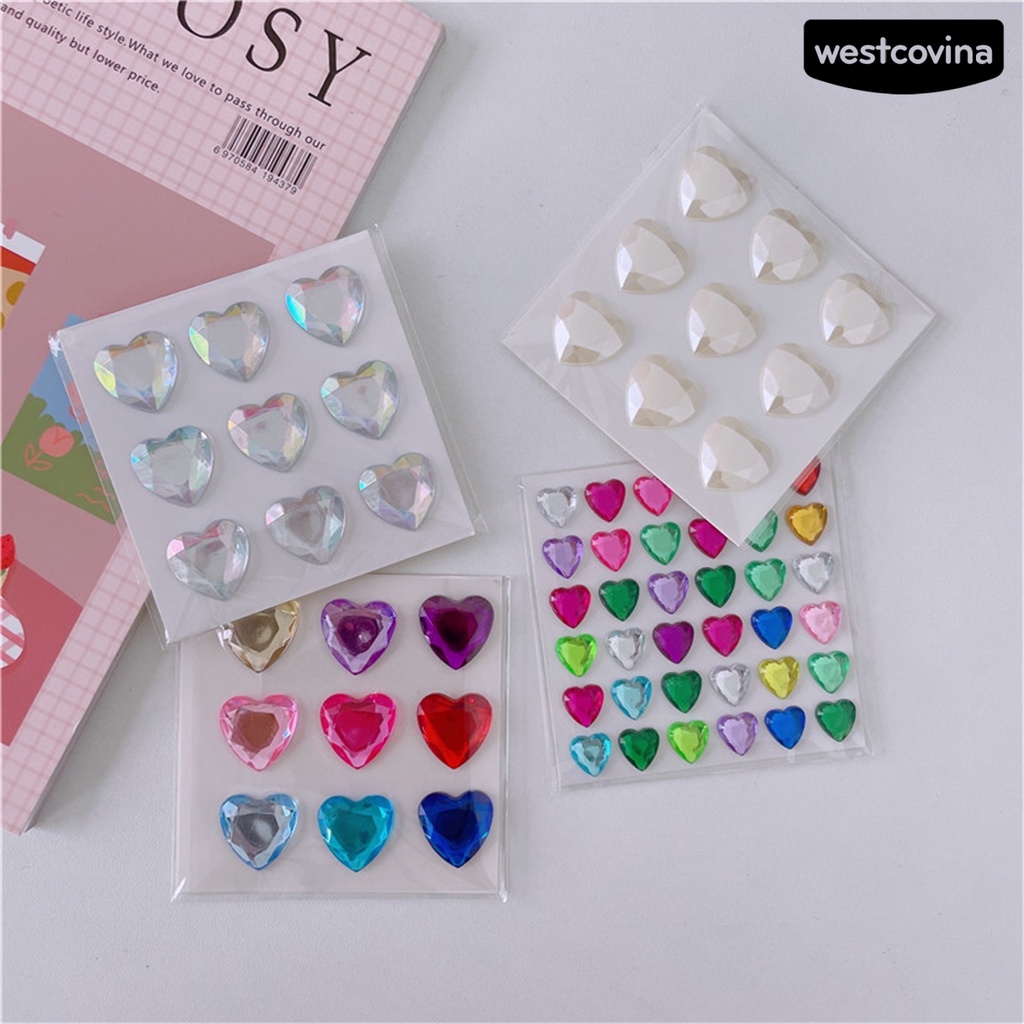 [WSTN]✎1 Bộ Miếng Dán Trang Trí Điện Thoại Hình Trái Tim 3D Lấp Lánh Dễ Sử Dụng DIY