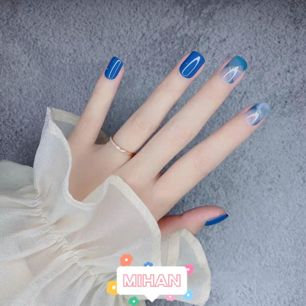 MIHAN1 Bộ 30 Móng Tay Giả Ngắn Dạng Nhấn Có Thể Tháo Rời