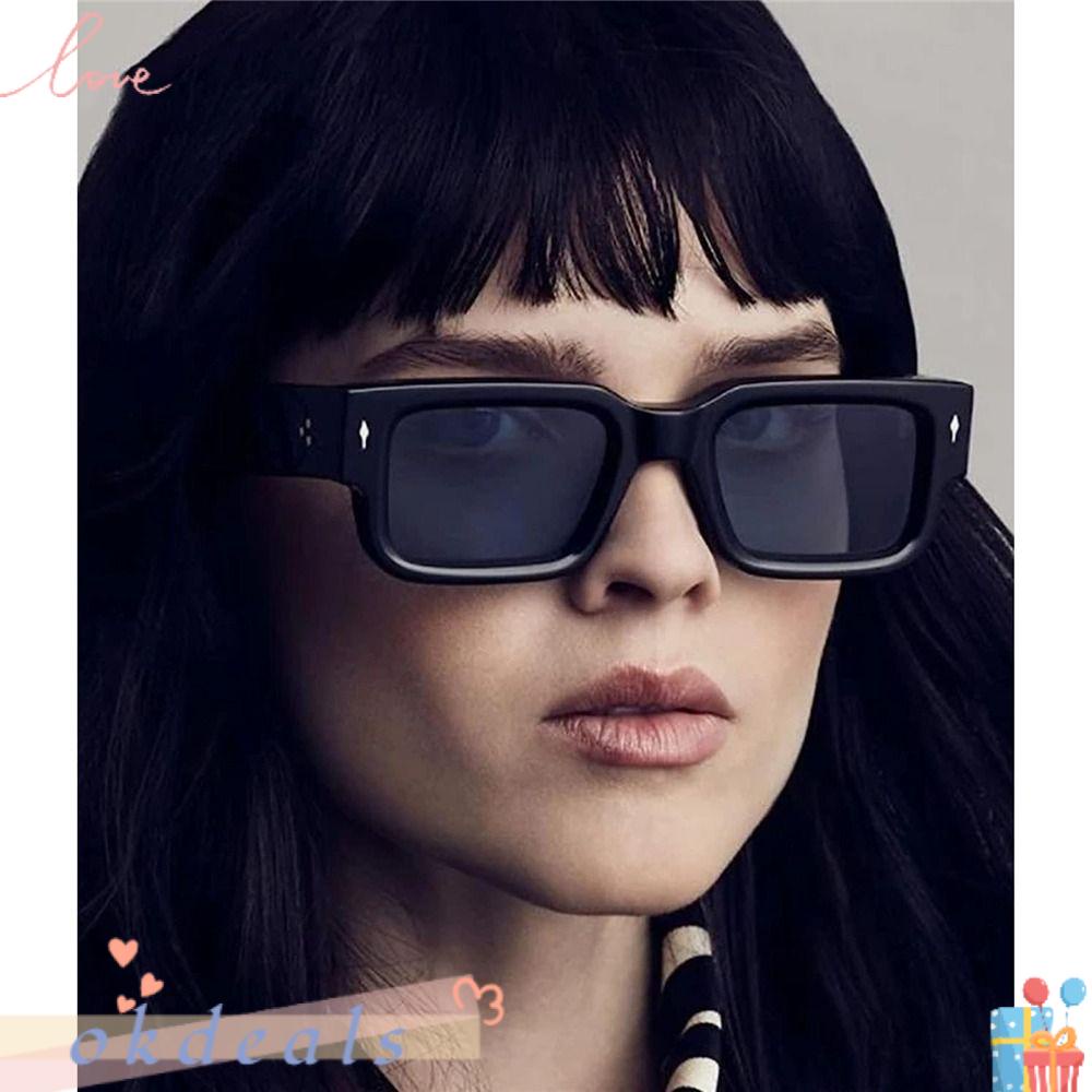 OKDEALS Kính Mát Hình Vuông Chống Tia UV400 Màu Đen Cá Tính Y2K Phong Cách Punk Dành Cho Nam Nữ