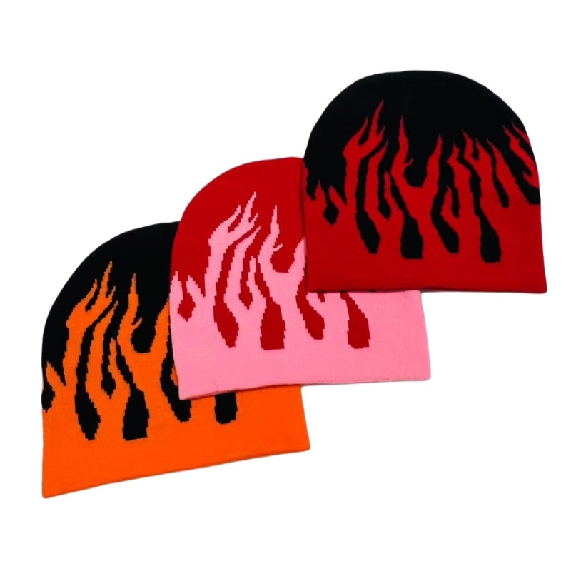 Mũ Len Chống Gió In Họa Tiết Ngọn Lửa Thời Trang Mùa Đông Cho Tuổi Teen