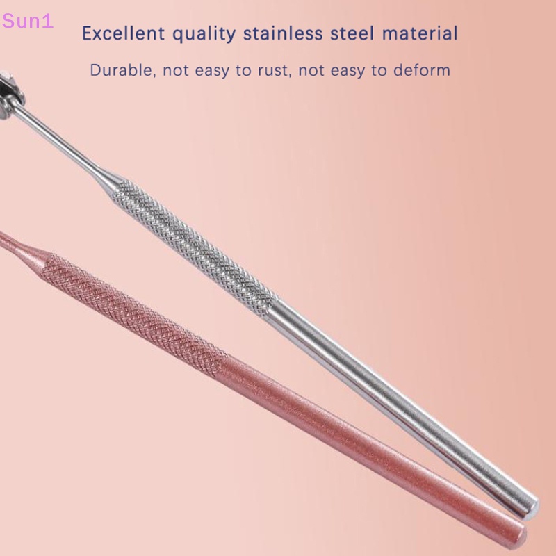 Sun1 &gt; Gương Trang Điểm Bằng Thép Không Gỉ Tay Cầm Dài Có Thể Gập Lại Kiểm Tra Quan Sát Lông Mi Chi Tiết Nhỏ