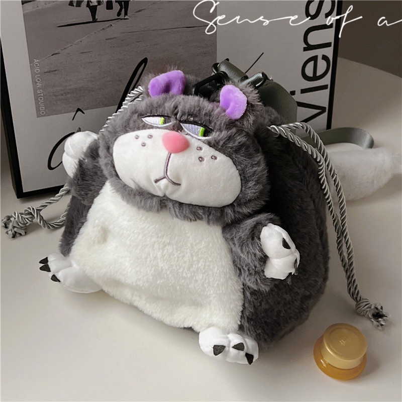 Túi Đeo Chéo Hình Mèo Hoạt Hình Nhồi Bông Dễ Thương Thời Trang 2023 Cho Nữ