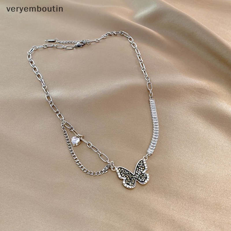 Vòng cổ Mặt Hình Bướm Đen Đính Đá Zircon Tinh Tế Cho Nữ