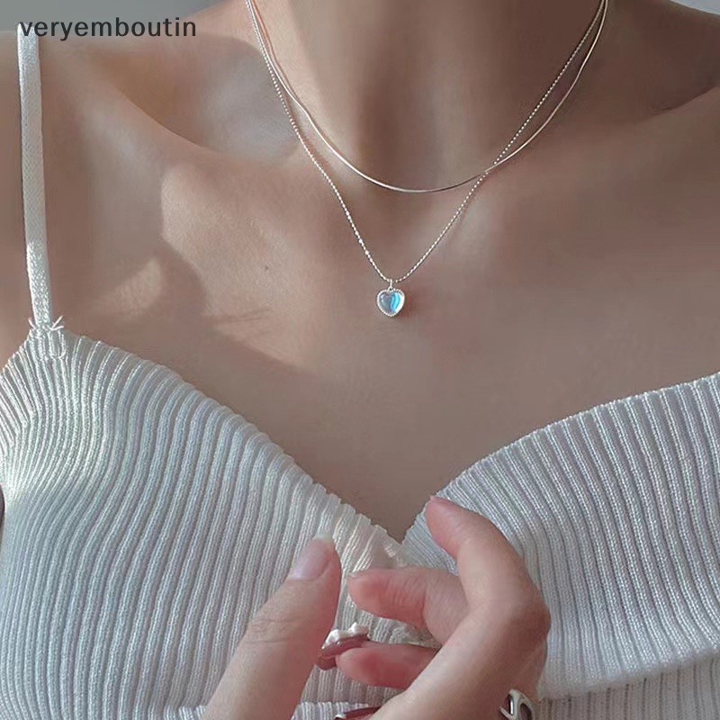 Vòng cổ Hai Lớp Mặt Hình Hạt Đậu May Mắn Phong Cách Hàn Quốc Đơn Giản Dành Cho Nữ