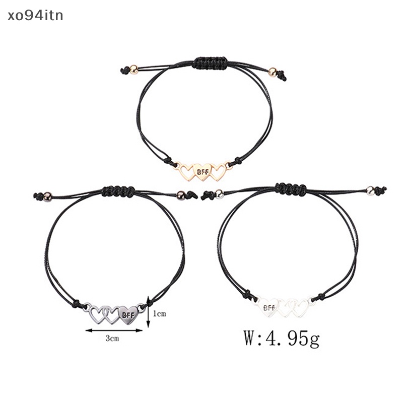 Bộ 3 Vòng Tay Dây Thừng Mặt Hình Trái Tim Thời Trang Cho Nam Và Nữ