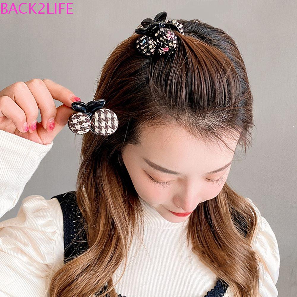 BACK2LIFE Kẹp Tóc Càng Cua Đính Quả Cherry Ngọt Ngào Thanh Lịch Cho Nữ