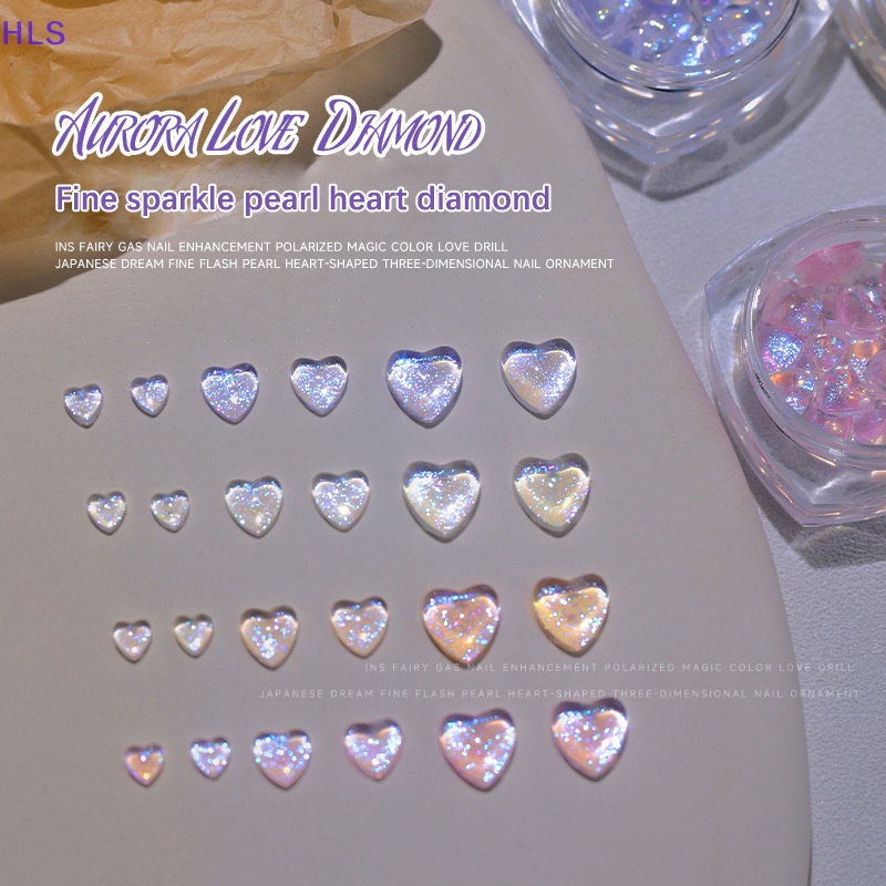 Miếng Dán Móng Tay 3D Phân Cực Họa Tiết Trái Tim / Trái Tim Xinh Xắn