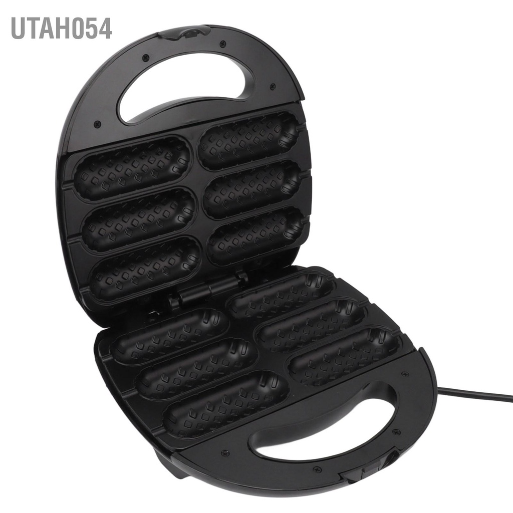 Utah054 HTM1 Máy Làm Bánh Waffle Bắp Chó Nóng Hai Mặt Xúc Xích Chân Vịt Chống Dính Phích Cắm Châu Âu 220V 750W
