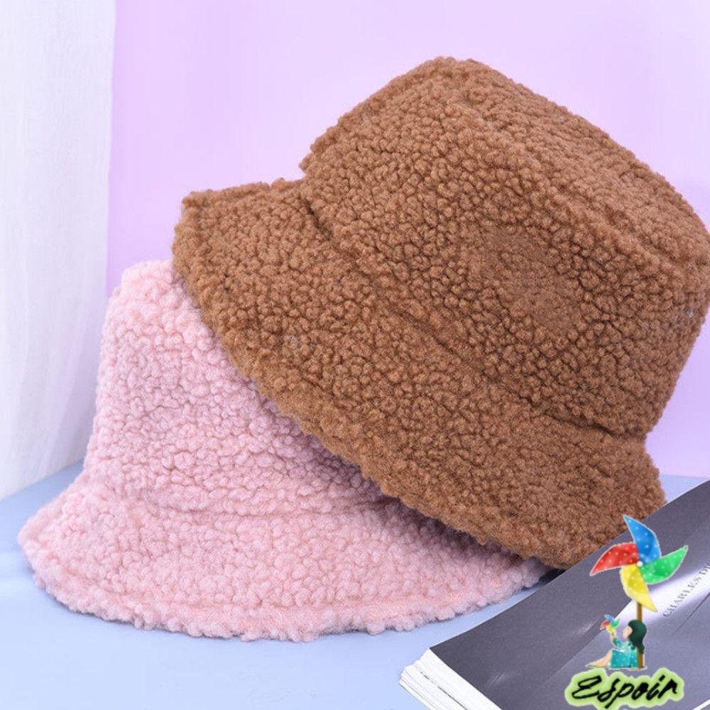 ESPO Mũ Bucket Chất Liệu Len Lông Cừu Mềm Mại Ấm Áp