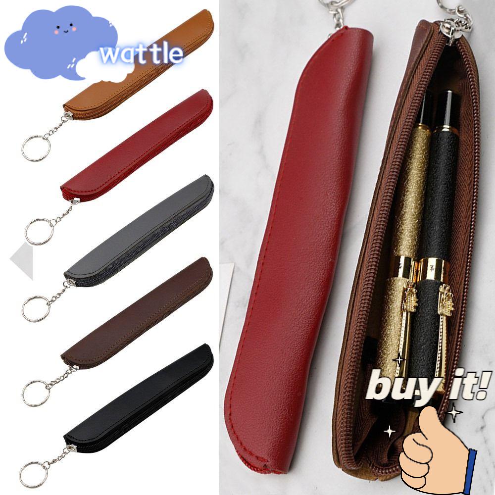 WATTLE Túi Đựng Bút Bằng Da PU Thiết Kế Giản Dị Tiện Dụng