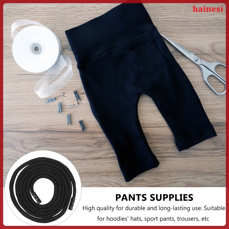 Set 10 Dây Đeo Cổ Tay Quần Short Vải Cotton Màu Đen Phối Dây Rút Thời Trang