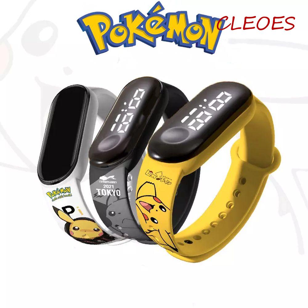 CLEOES Đồng Hồ Đeo Tay Điện Tử Thông Minh Có Đèn LED Hình Pokemon Dễ Thương