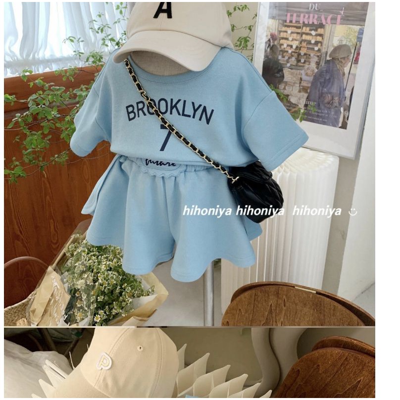 Set Áo Thun Tay Ngắn Và Quần Short Thời Trang Mùa Hè 2023 Phong Cách Nhật Bản Mới Cho Bé Gái