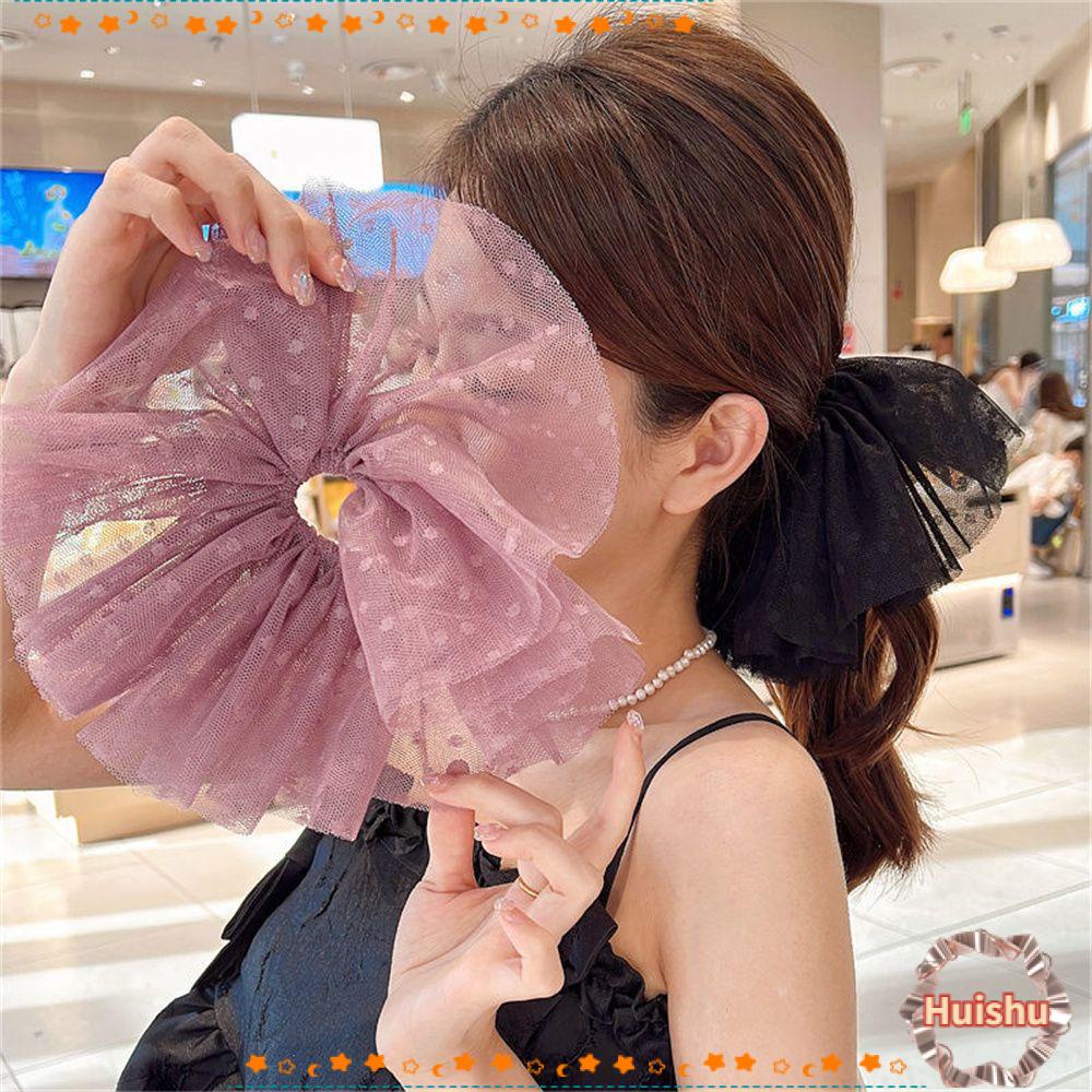 HS Dây Buộc Tóc Vải Tuyn Họa Tiết Chấm Bi Xinh Xắn