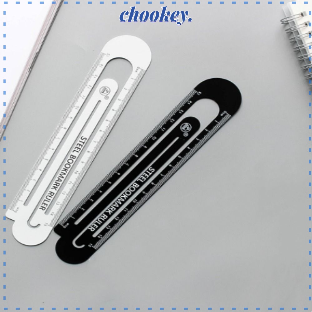 CHOOKEY Set 2 Dụng Cụ Đánh Dấu Trang Sách Bằng Kim Loại 15Cm Màu Trắng Đen Đa Năng