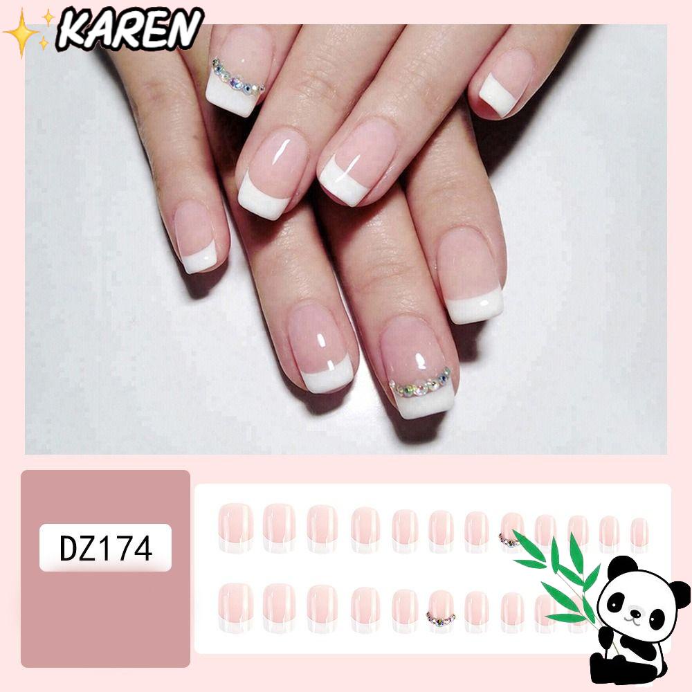 KAREN Bộ 24 Móng Tay Giả Có Thể Tháo Rời