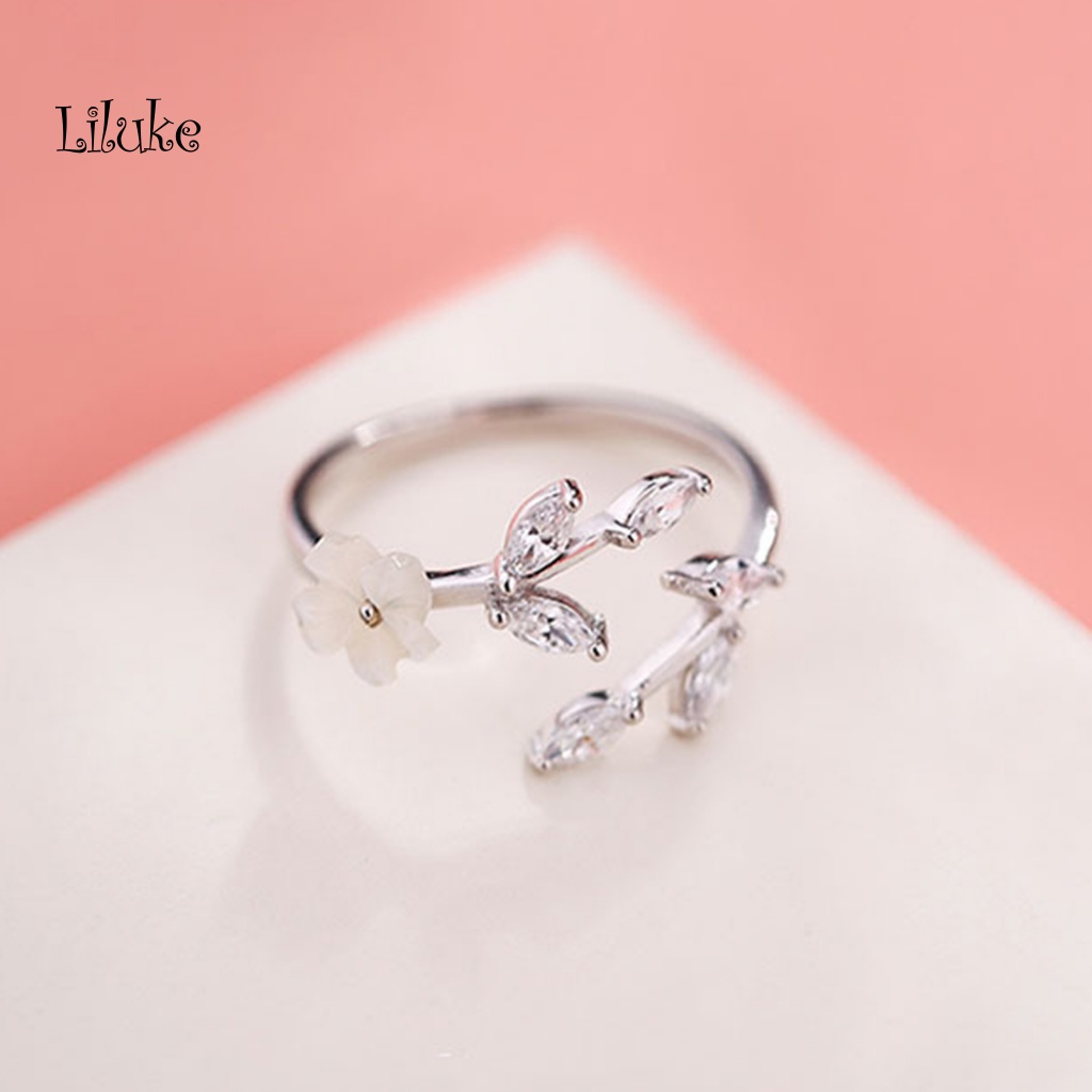 Nhẫn Cưới Hở Hình Hoa Lá LK Có Thể Điều Chỉnh Kích Thước Cho Nữ