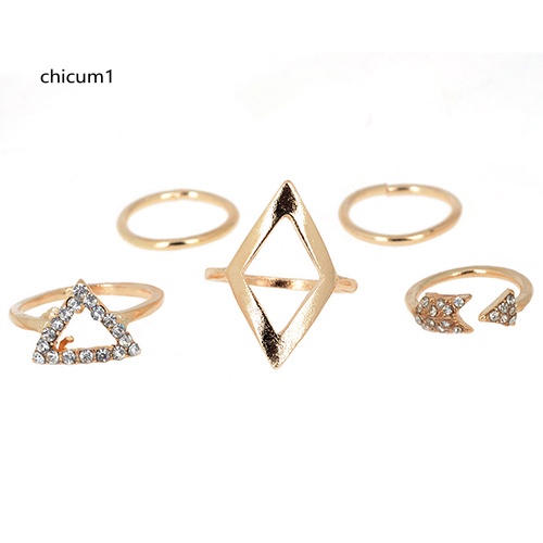 Set 5 Nhẫn Đốt Ngón Tay Đính Đá Phong Cách Boho