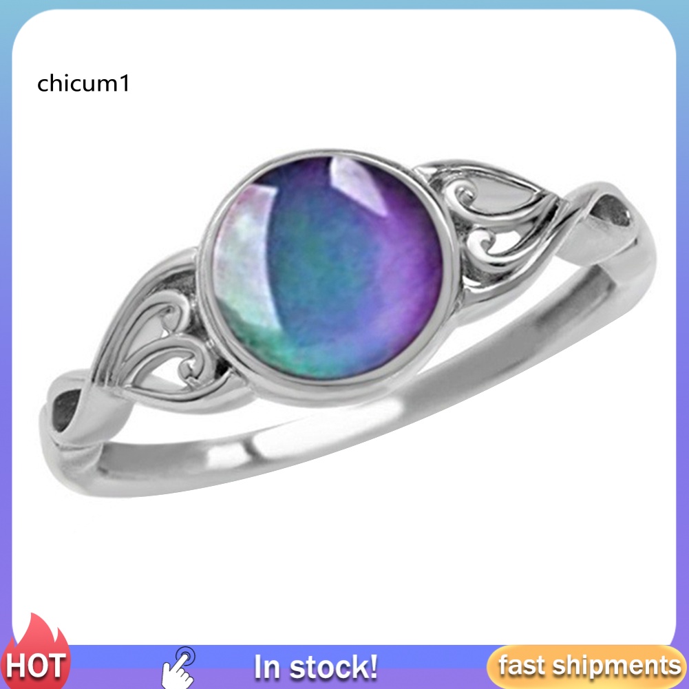 Nhẫn Đính Đá Tròn Thay Đổi Màu Sắc Theo Tâm Trạng Thời Trang Cho Nữ