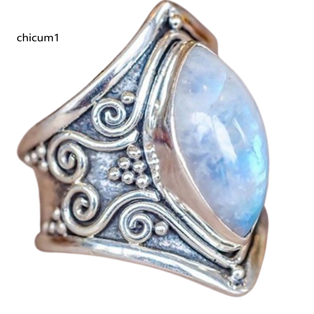 Nhẫn Hợp Kim Đính Đá Oval Lấp Lánh Phong Cách Vintage Cho Nữ