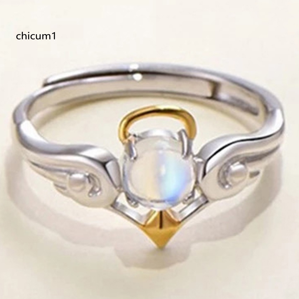 Nhẫn Cặp Bằng Thép Không Gỉ Màu Sắc Tương Phản Họa Tiết Mặt Trăng Và Quỷ