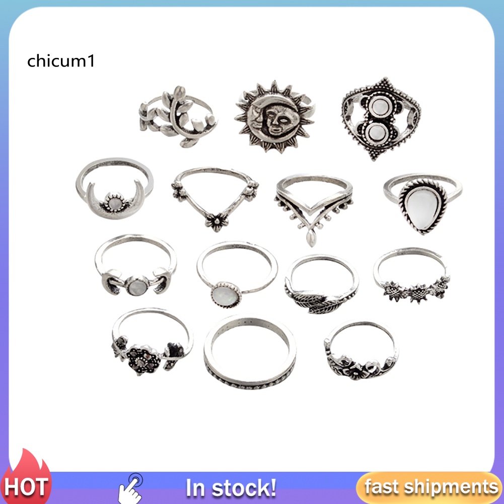 Set 14 Nhẫn Đốt Ngón Tay Nhiều Kiểu Phong Cách Vintage