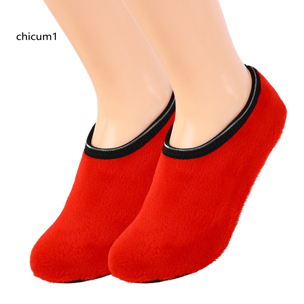 1 Đôi Vớ Dày Giữ Ấm Chống Trượt Màu Sắc Tương Phản Thời Trang Mùa Đông Cho Nữ