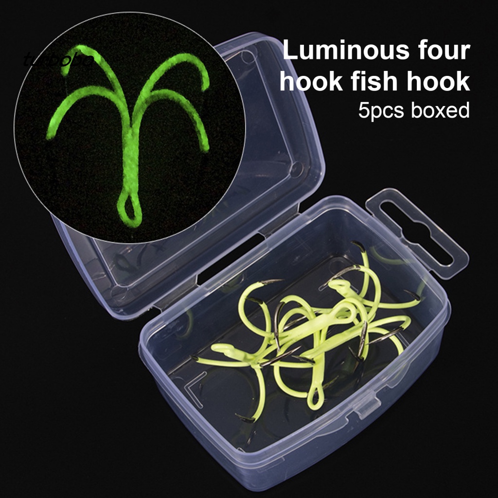 Hộp 5 Lưỡi Câu Cá Mini Bằng Thép Carbon Phát Quang