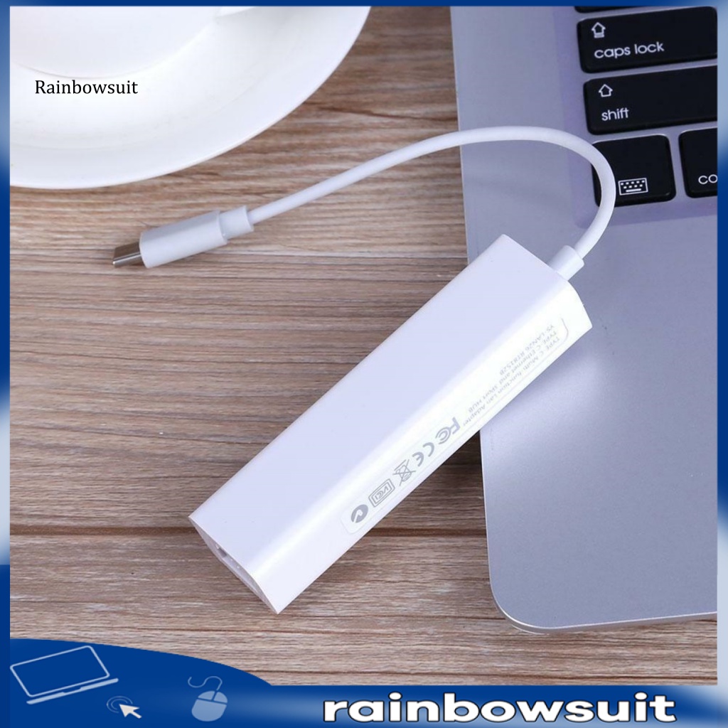 Bộ Chia Cổng USB Type-C Sang USB 20 / RJ45 Ethernet Thẻ Mạng Tốc Độ Cao Cho Máy Tính