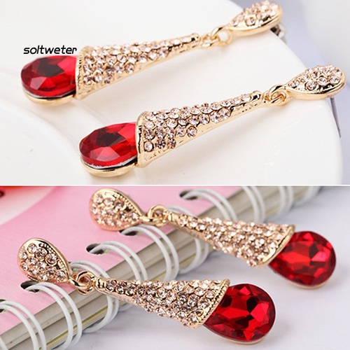 Bông Tai Hình Giọt Nước Đính Đá Zircon Toàn Diện