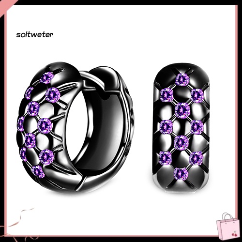 Bông Tai Dạng Vòng Đính Đá Zircon Màu Tím Thanh Lịch Cho Nữ