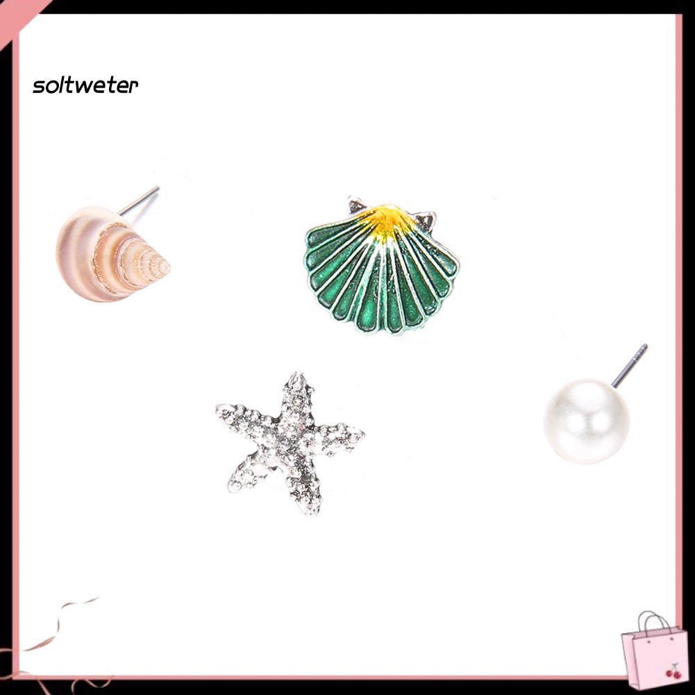 Bộ 4 Khuyên Tai Nữ Phong Cách Biển Mùa Hè Xinh Xắn