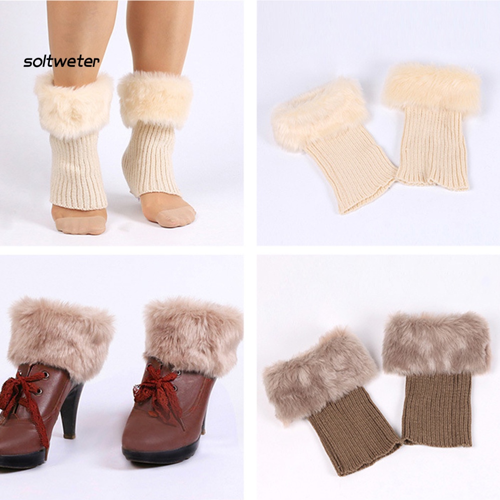 Vớ Ống Chân Bằng Len Móc Màu Sắc Trơn Giữ Ấm Dành Cho Nữ