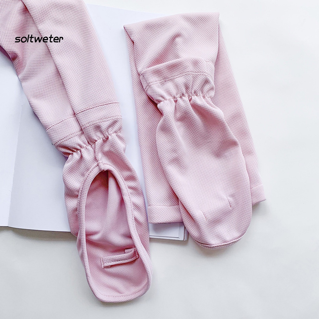 1 Cặp Găng Tay Chống Nắng / Tia UV Vải Mềm Thấm Hút Mồ Hôi Màu Trơn Thích Hợp Cho Nữ Hoạt