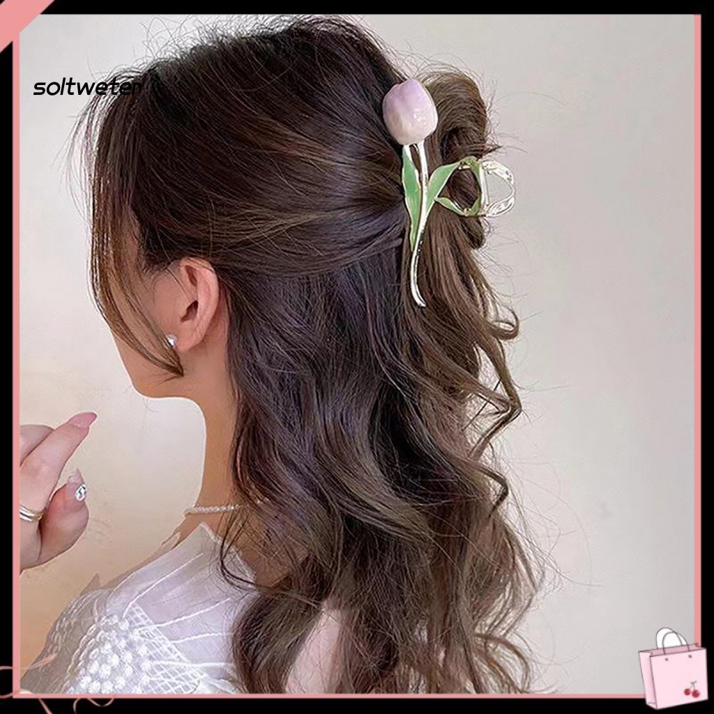 Kẹp Tóc Càng Cua Hình Hoa Tulip Phong Cách Hàn Quốc Thanh Lịch Cho Nữ