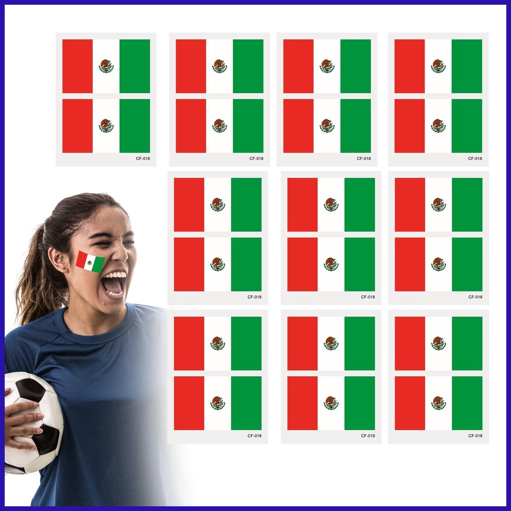 Bộ 10 Miếng Dán Mặt Tạm Thời Họa Tiết Cờ Các Nước Với Nhiều Phong Cách Khác Nhau