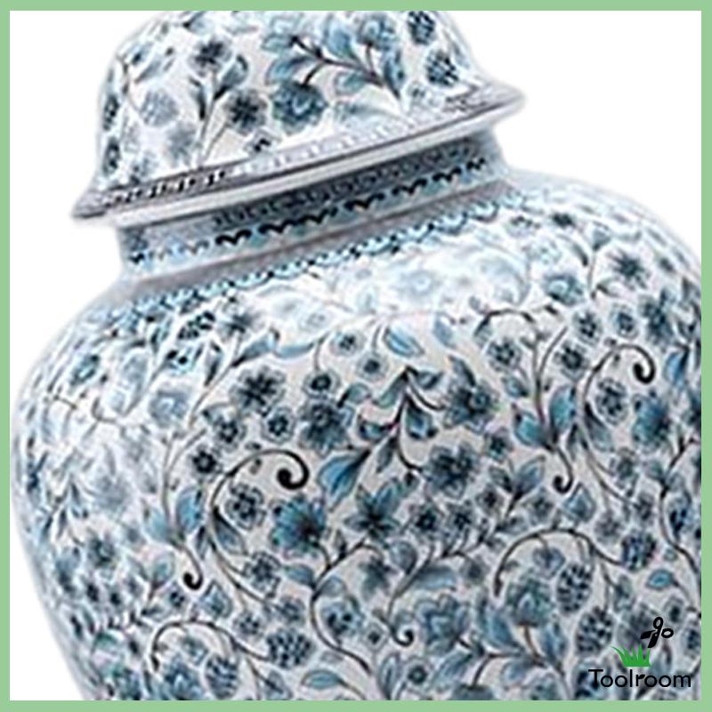 Lọ Gốm Đựng Gừng / Tráng Men Vẽ Tay Có Nắp Đậy Kiểu Trung Tâm Chuyên Nghiệp