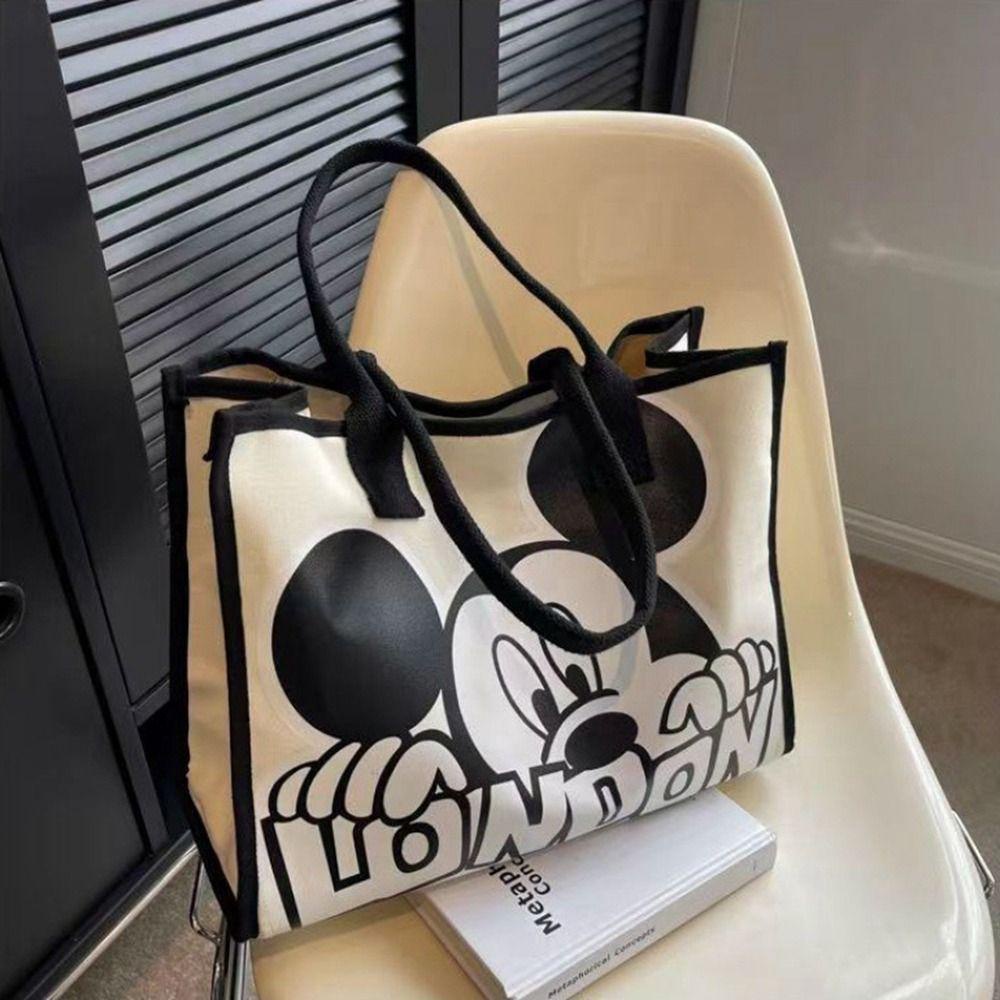 BLISS Túi Xách Đeo Vai Vải Bạt In Hình Chuột Mickey Thời Trang Du Lịch