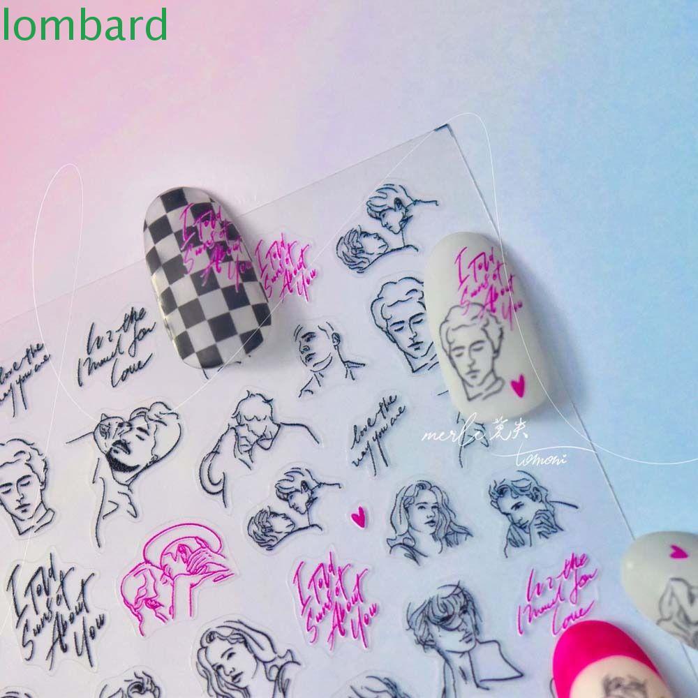 LOMBARD Miếng Dán Móng Tay Phác Thảo Hình Nhân Vật Quý Ông Cổ Điển Dành Cho Nữ