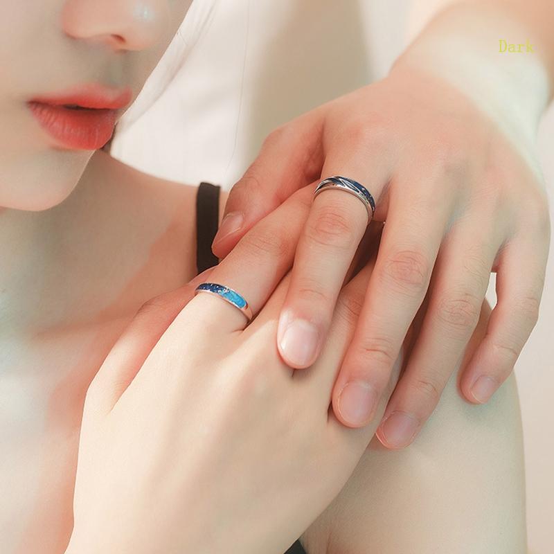 Bộ Nhẫn Tình Bạn Màu Xanh Dương / Bạc Cho Cặp Đôi