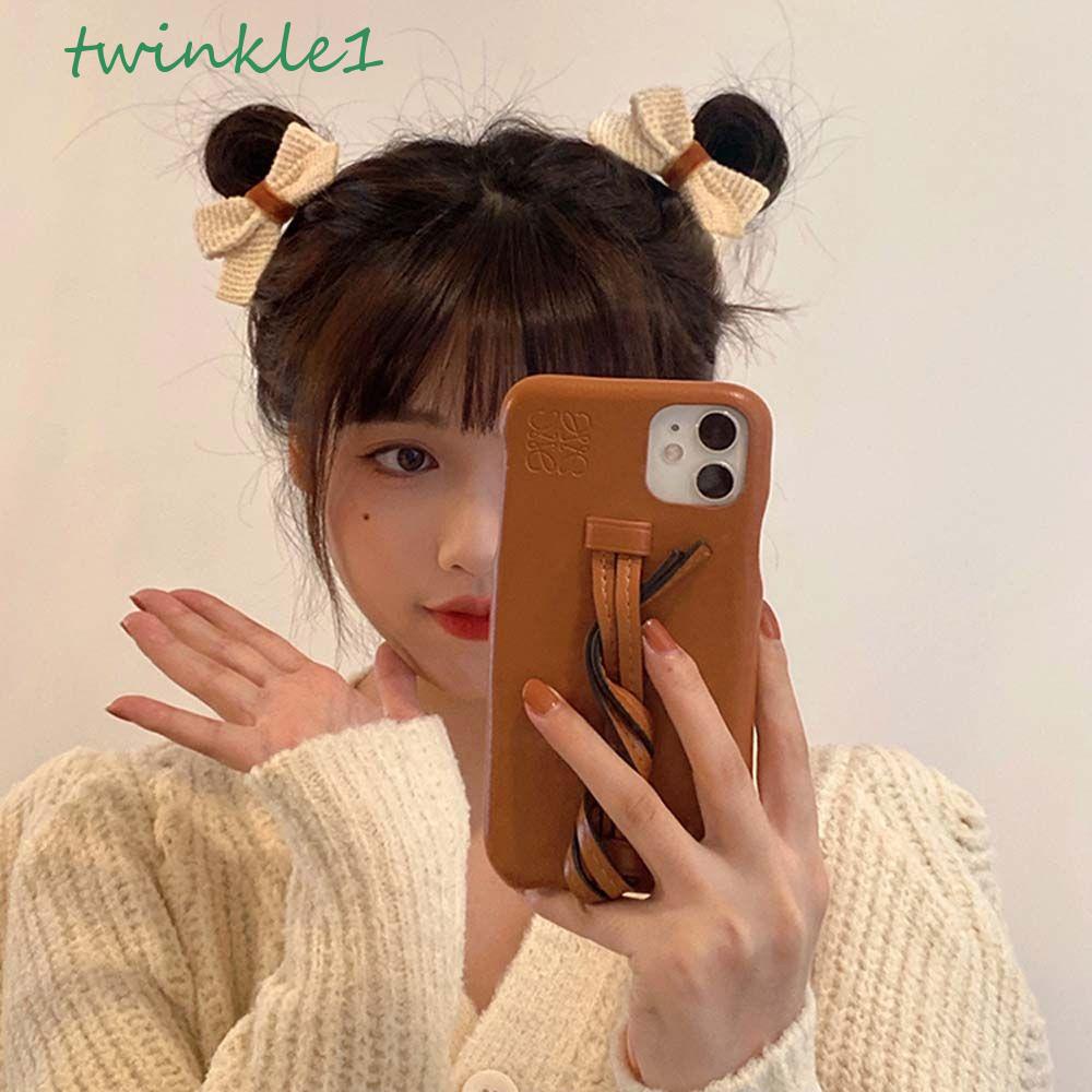 TWINKLE Dây Cột Tóc Đuôi Ngựa Co Giãn Đính Nơ Đơn Giản Phong Cách Hàn Quốc Cho Nữ