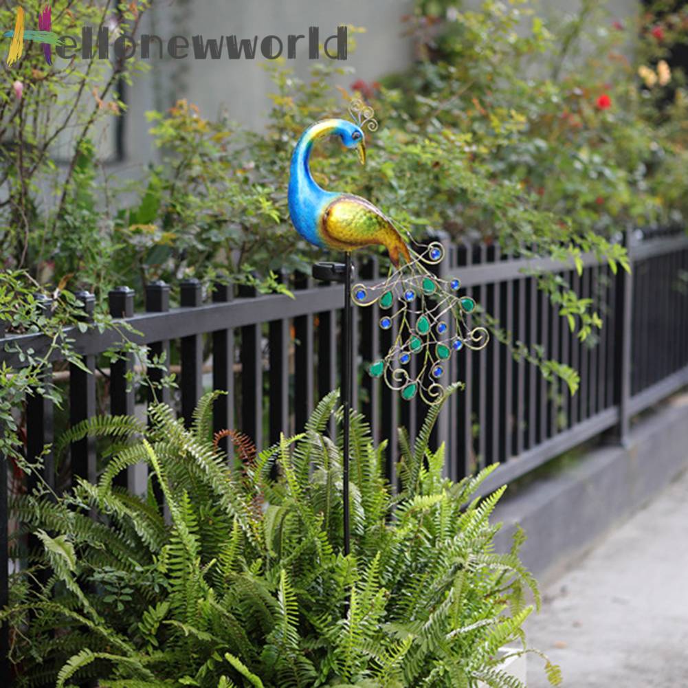 Đèn Kim Loại Tự Động Bật / Tắt Hình Chim Công Trang Trí Sân Vườn