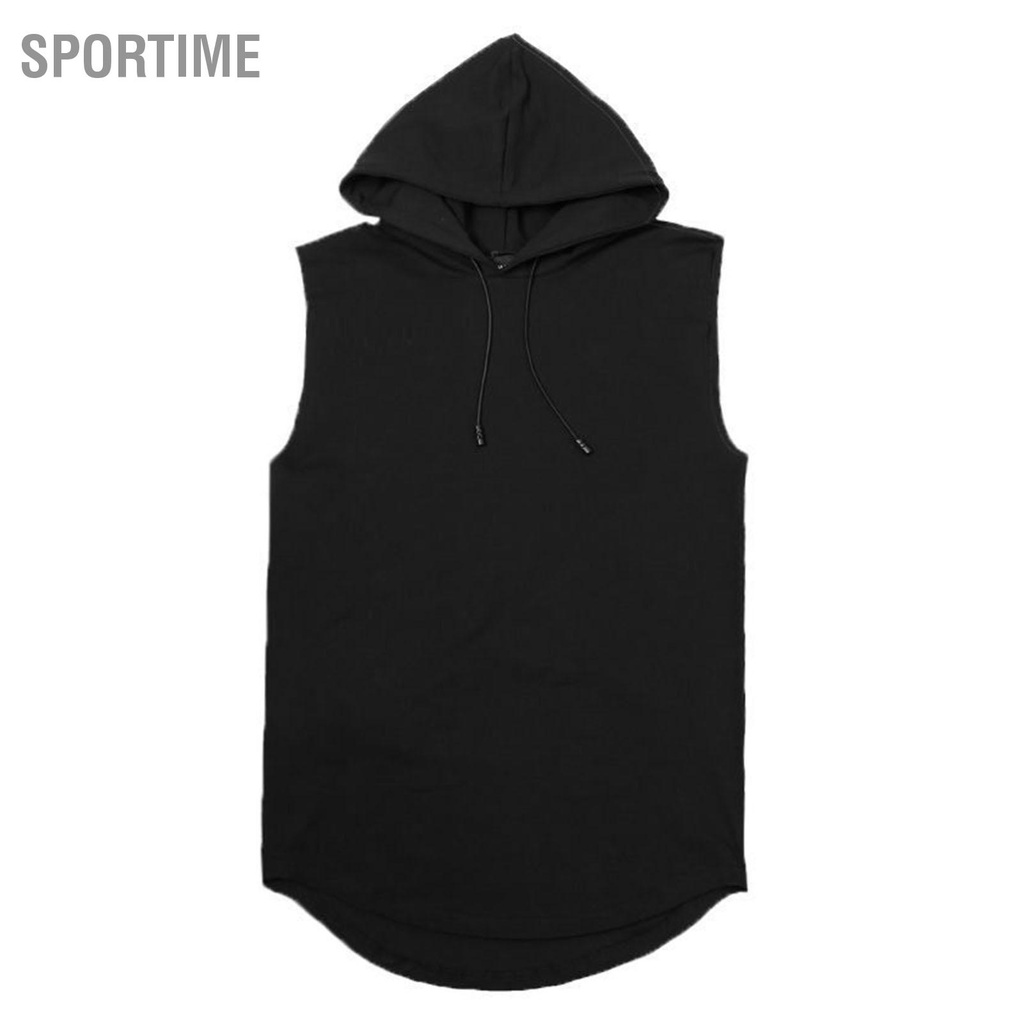 Sportime Áo hoodie nam không tay tập thể dục Vest Top Polyester thân thiện với da Màu rắn