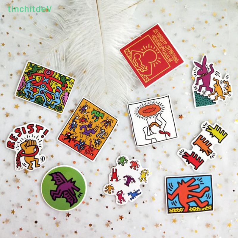 Bộ 50 Miếng Dán Keith Haring Chống Thấm Nước Tiện Dụng Cho Ván Trượt / Laptop / Guitar
