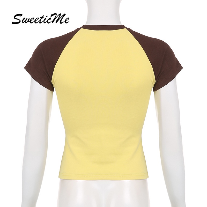 Áo Thun Raglan Cổ Tròn Tay Phối Màu Tương Phản Thời Trang Mới 2023 Cho Nữ