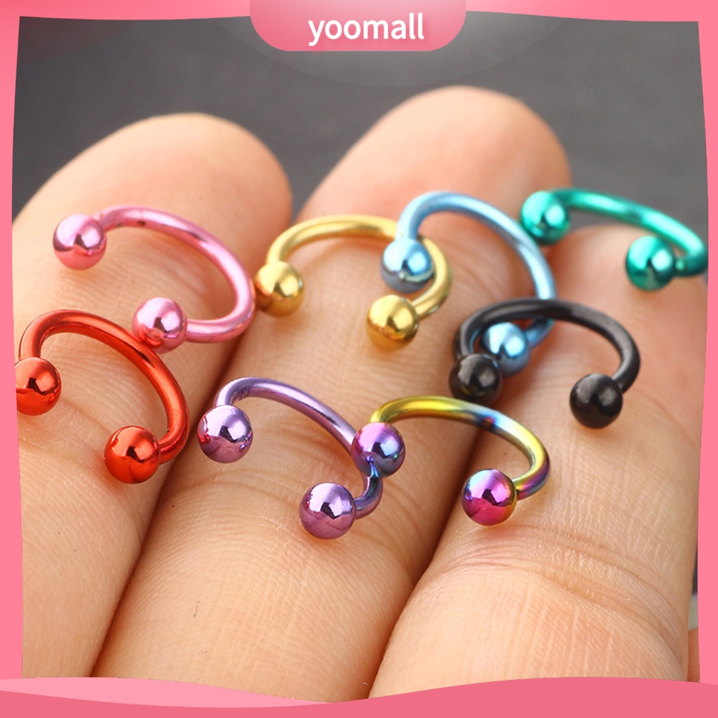 Khuyên Mũi Tròn Hình Quả Tạ Thời Trang Unisex