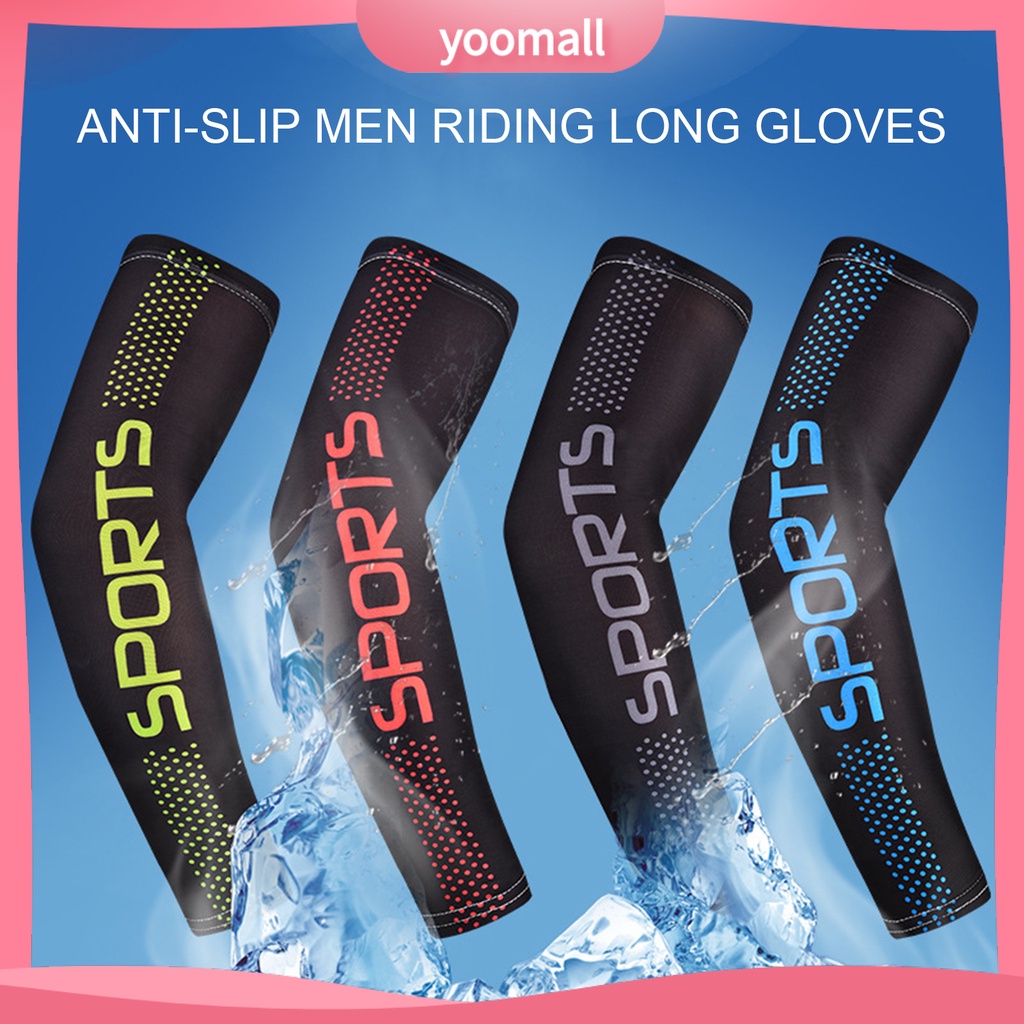 1 Cặp Ống Tay Áo Bằng Lụa Lạnh Mỏng Độ Co Giãn Cao Chống Nắng Dùng Hóa Trang Cho Nam