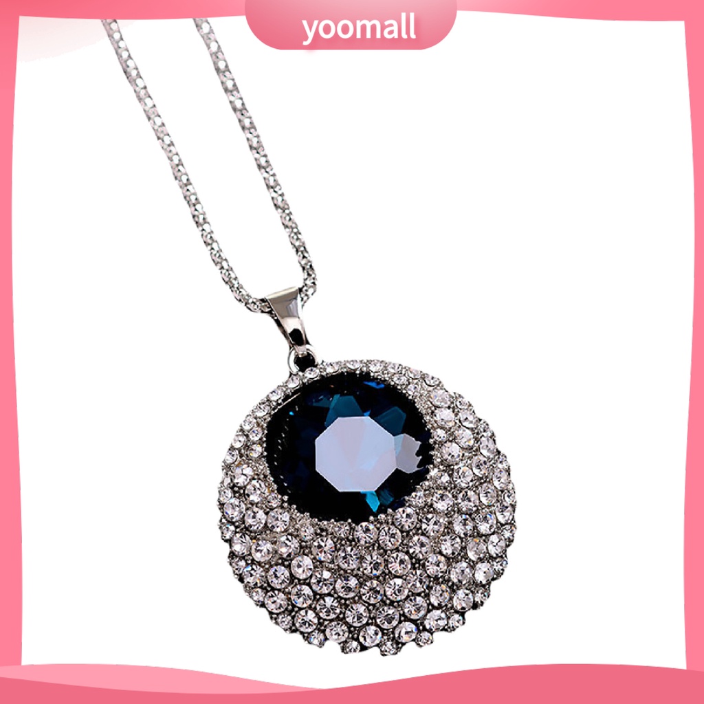 Vòng cổ Dài Mặt Tròn Đính Đá Phong Cách Cổ Điển Cho Nữ