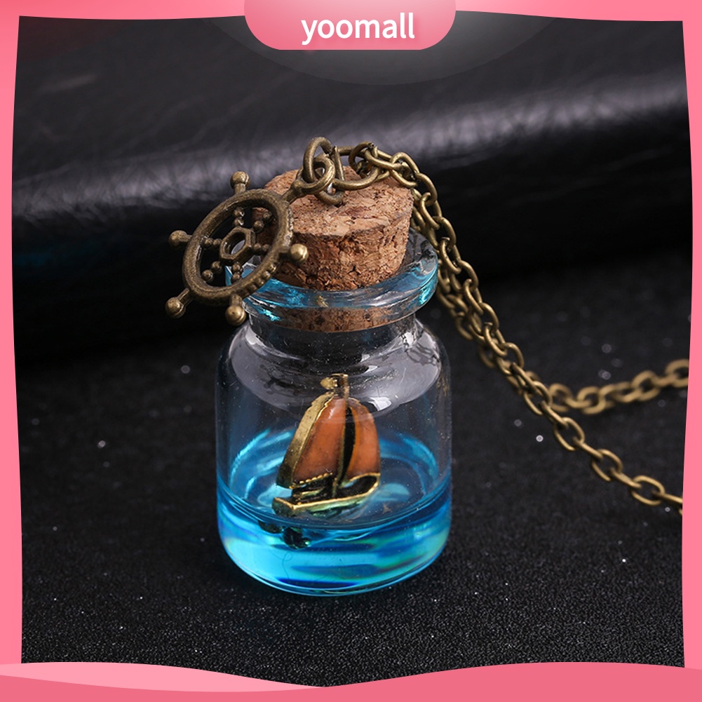 Vòng cổ Mặt Kính Hình Thuyền Buồm Dạ Quang Cho Nữ