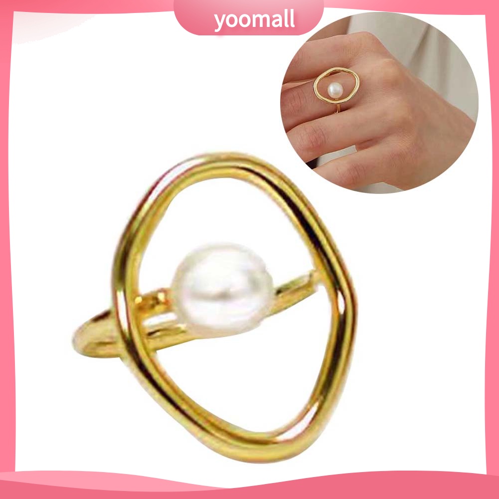 Nhẫn Đính Ngọc Trai Nhân Tạo Thời Trang Dành Cho Nữ